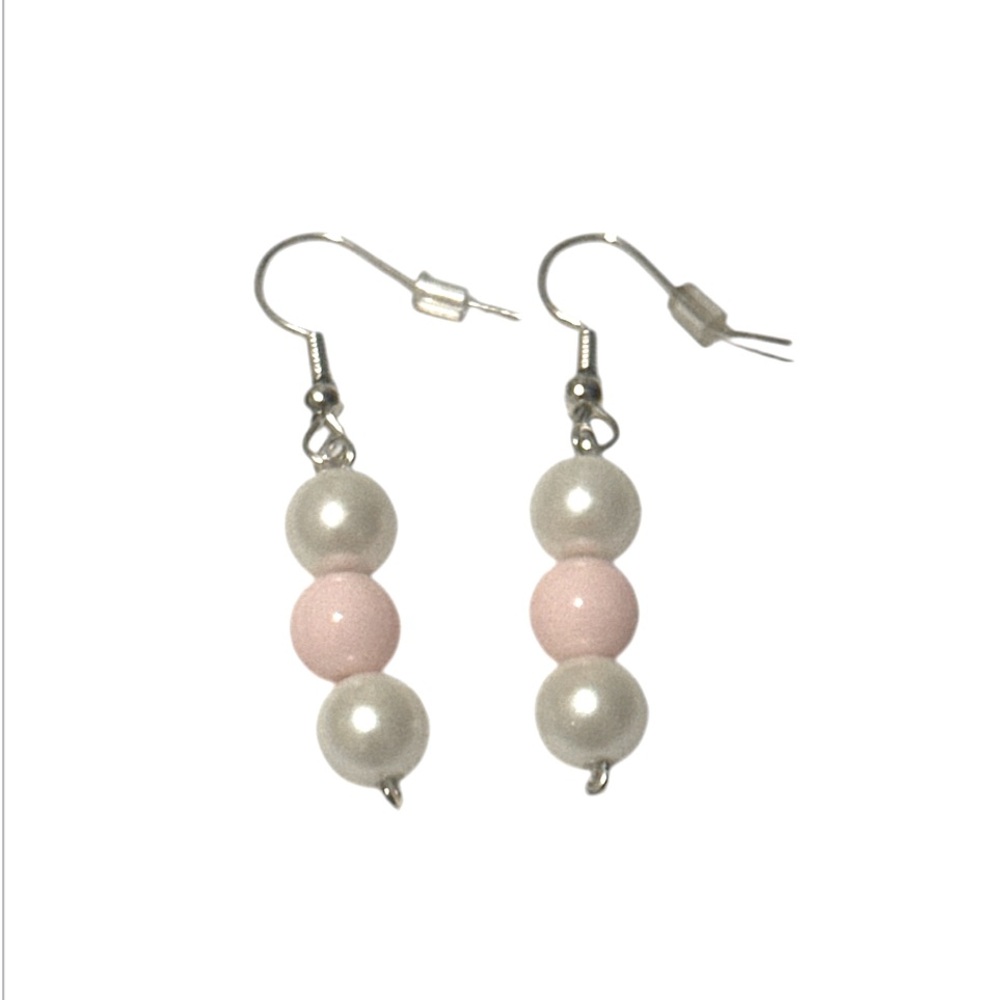 3 FOR $10 HANDCRAFTED Faux Pearl & Pink Beaded Earrings